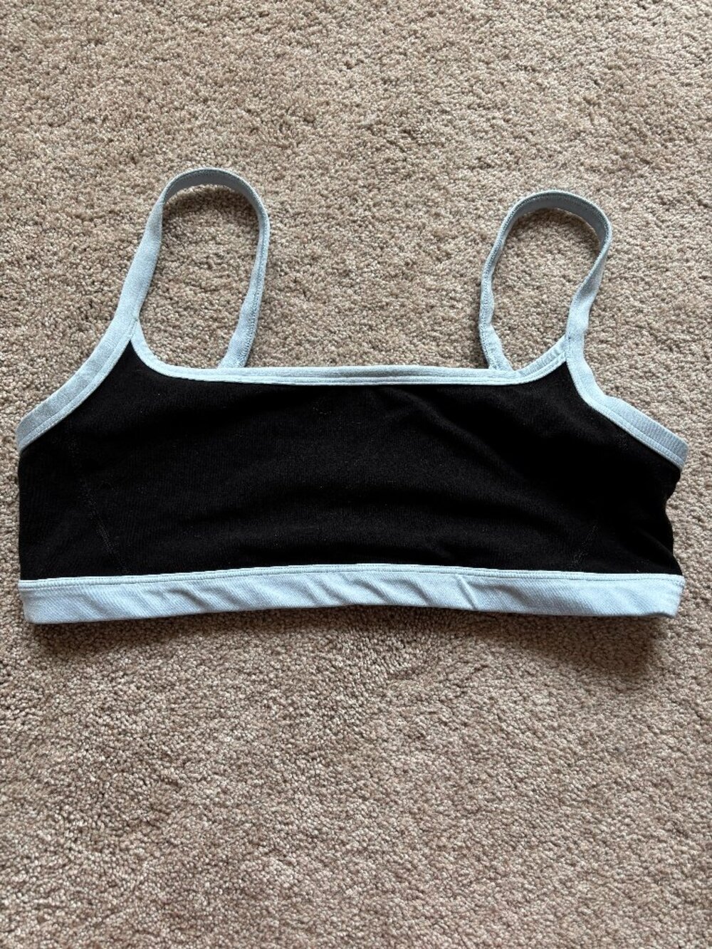 Athleta Square Neck Bras L D-DD+  Black/Mist Blue EUC